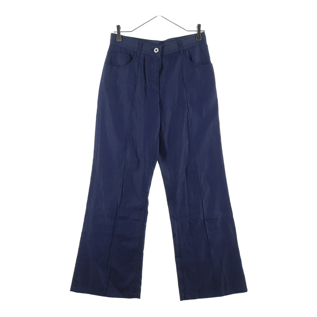 Salvatore Ferragamo(サルヴァトーレ フェラガモ) ガンチーニエンボスロゴ コットン センタープレスパンツ スラックス トラウザーズ ネイビー 13 J846 レディース