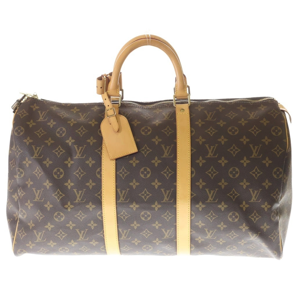 LOUIS VUITTON(ルイヴィトン) モノグラム キーポル50 ボストンバッグ ハンドバッグ トラベルバッグ ブラウン レザー×PVC M41424 ゴールド金具 レディース