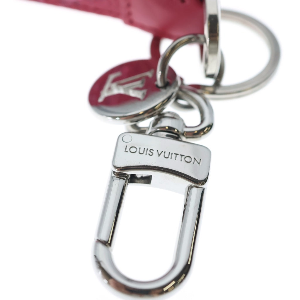 LOUIS VUITTON(ルイヴィトン) モノグラム LV スリム ドラゴンヌ バッグチャーム キーホルダー ローズ・ポンディシェリ レッド×シルバー レザー×メタル M03440