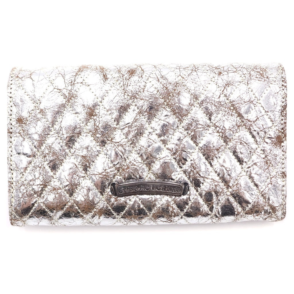 CHROME HEARTS(クロムハーツ) Dinner Leather Clutch Wallet ディナー レザー クラッチウォレット 長財布 シルバー