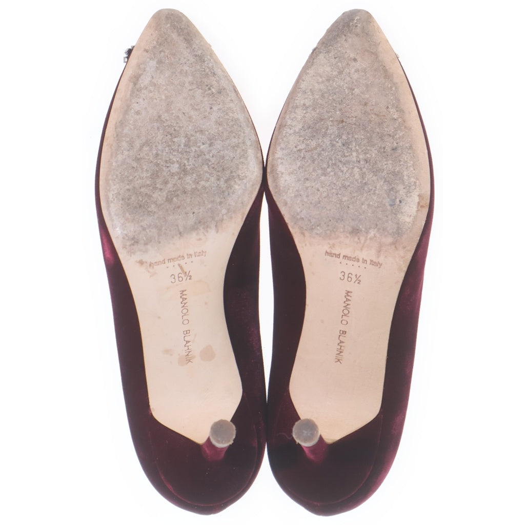 MANOLO BLAHNIK(マノロブラニク) ビジュー ベロアヒールパンプス ボルドー #36 1/2 レディース