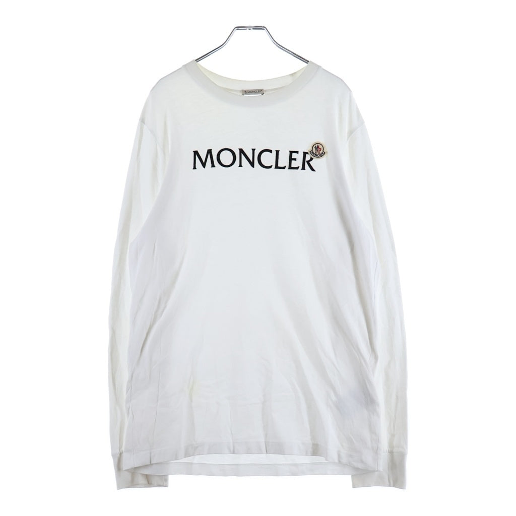 MONCLER(モンクレール) フロントロゴ ロングスリーブTシャツ 長袖Tシャツ カットソー ロンT コットン ホワイト C-SCOM-25-27515-L