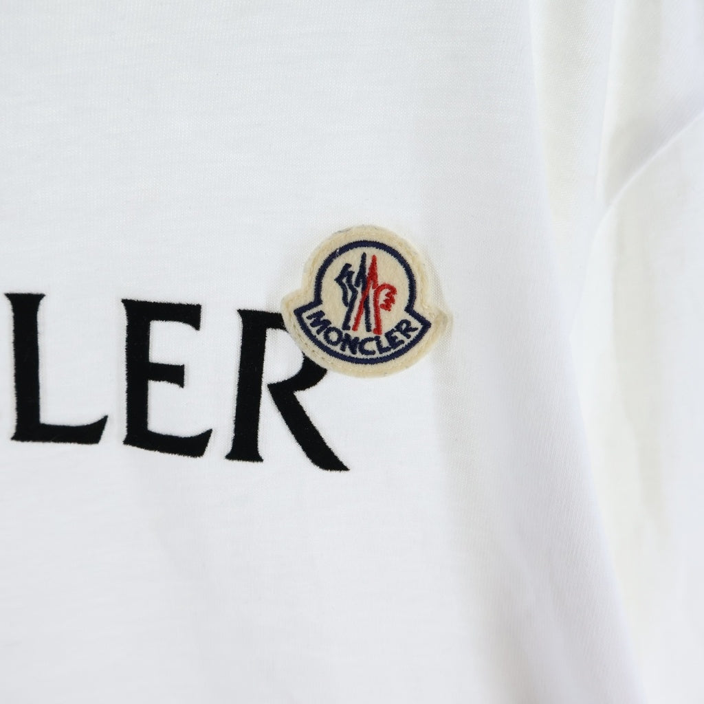 MONCLER(モンクレール) フロントロゴ ロングスリーブTシャツ 長袖Tシャツ カットソー ロンT コットン ホワイト C-SCOM-25-27515-L