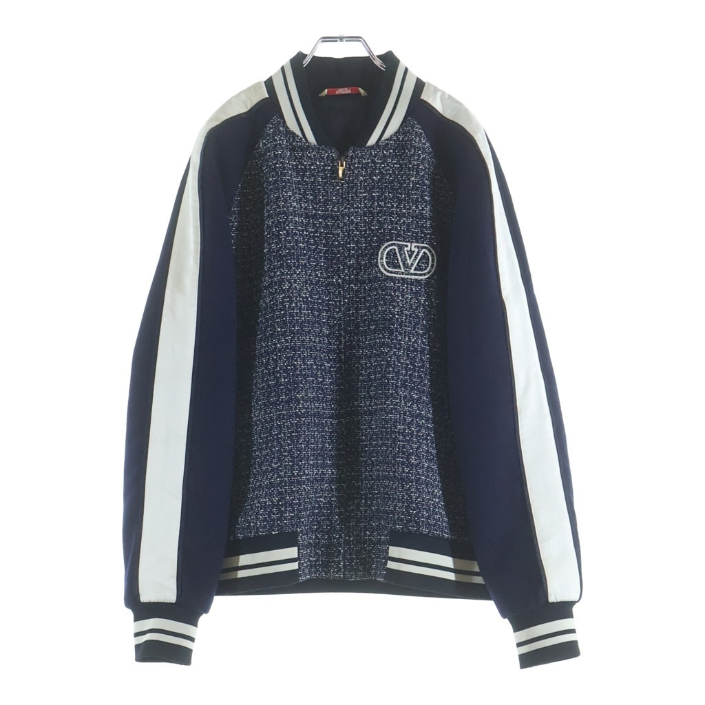 VALENTINO(ヴァレンティノ) Xビスコースツイード Vロゴ シグネチャーパッチ ボンバージャケット ネイビー 5V3CI0B2ABD_ZCV