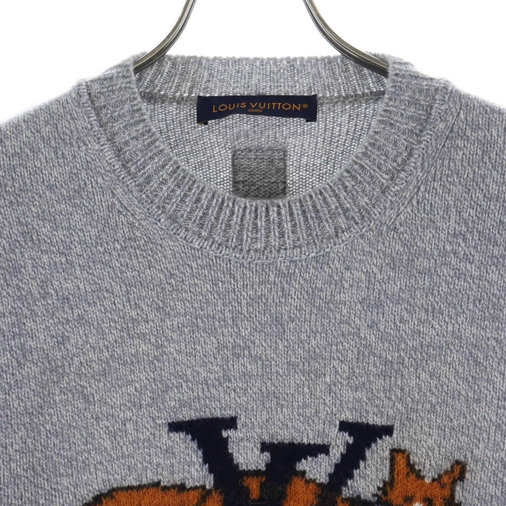LOUIS VUITTON(ルイヴィトン) 26SS チャンキー ウールカシミヤ クルーネックニット セーター長袖 フォックス キツネ ロゴ グレー RM261MM EHO HUN21W