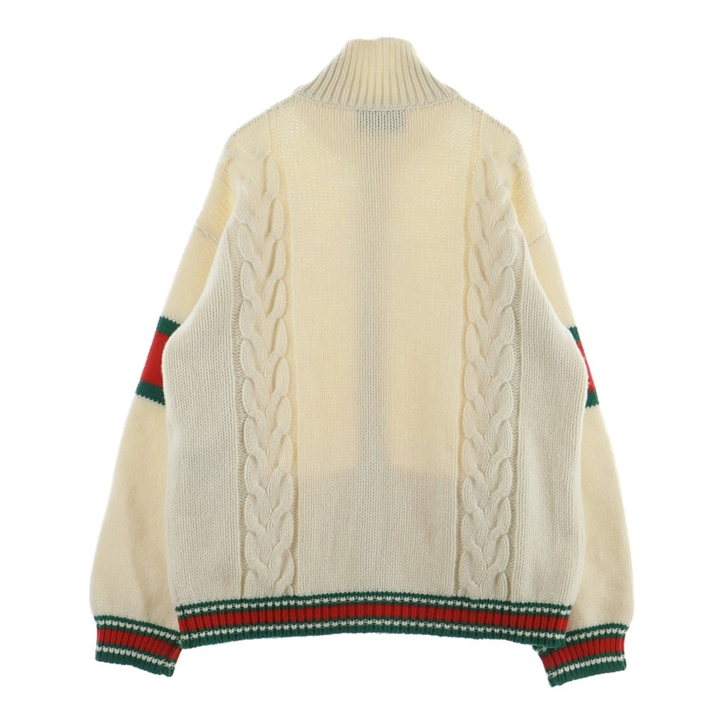 GUCCI(グッチ) ケーブルニット ボンバージャケット ブルゾン シェリーライン ウール ジップアップ アイボリー 599311 XKA32