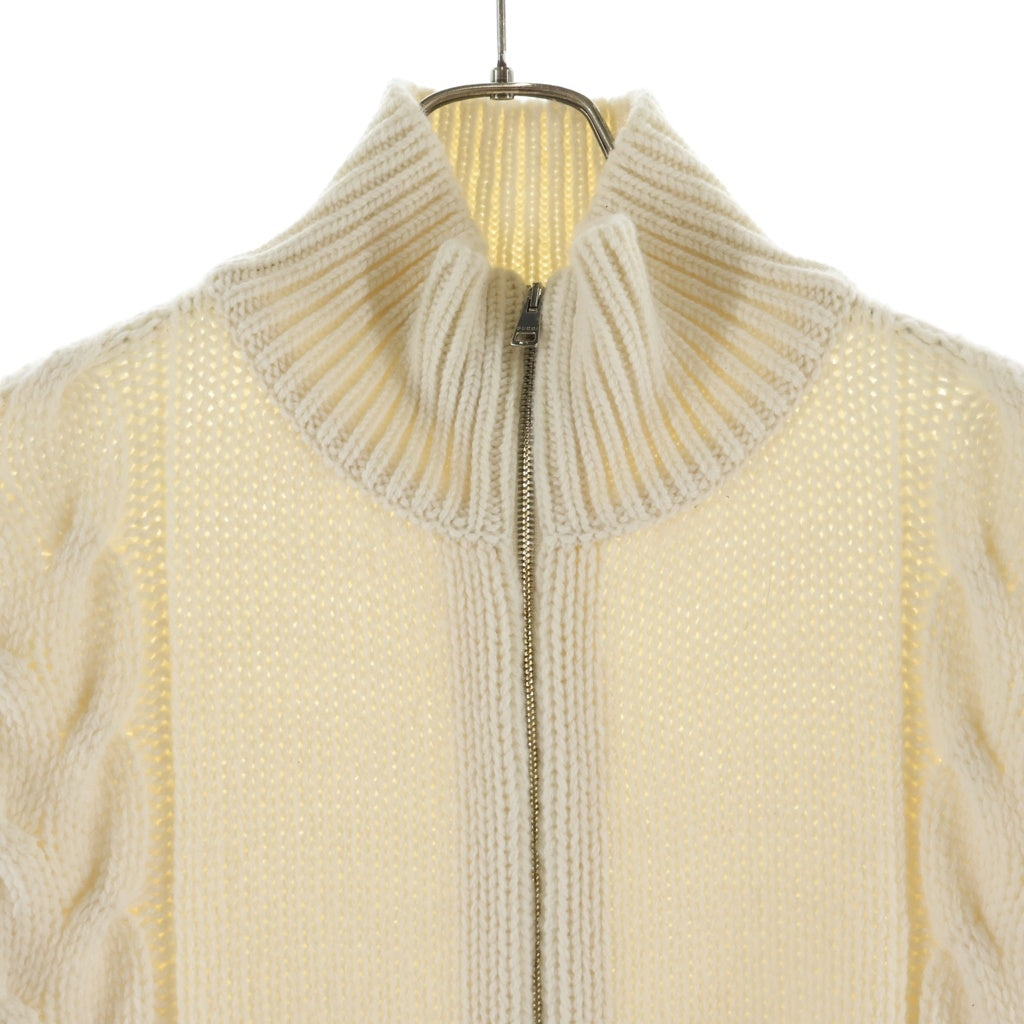 GUCCI(グッチ) ケーブルニット ボンバージャケット ブルゾン シェリーライン ウール ジップアップ アイボリー 599311 XKA32