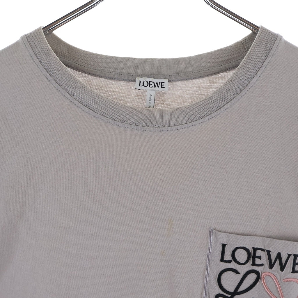 LOEWE(ロエベ) 22AW アナグラム ロゴ刺繍 半袖コットンTシャツ カットソー 胸ポケット グレー H526Y22X99