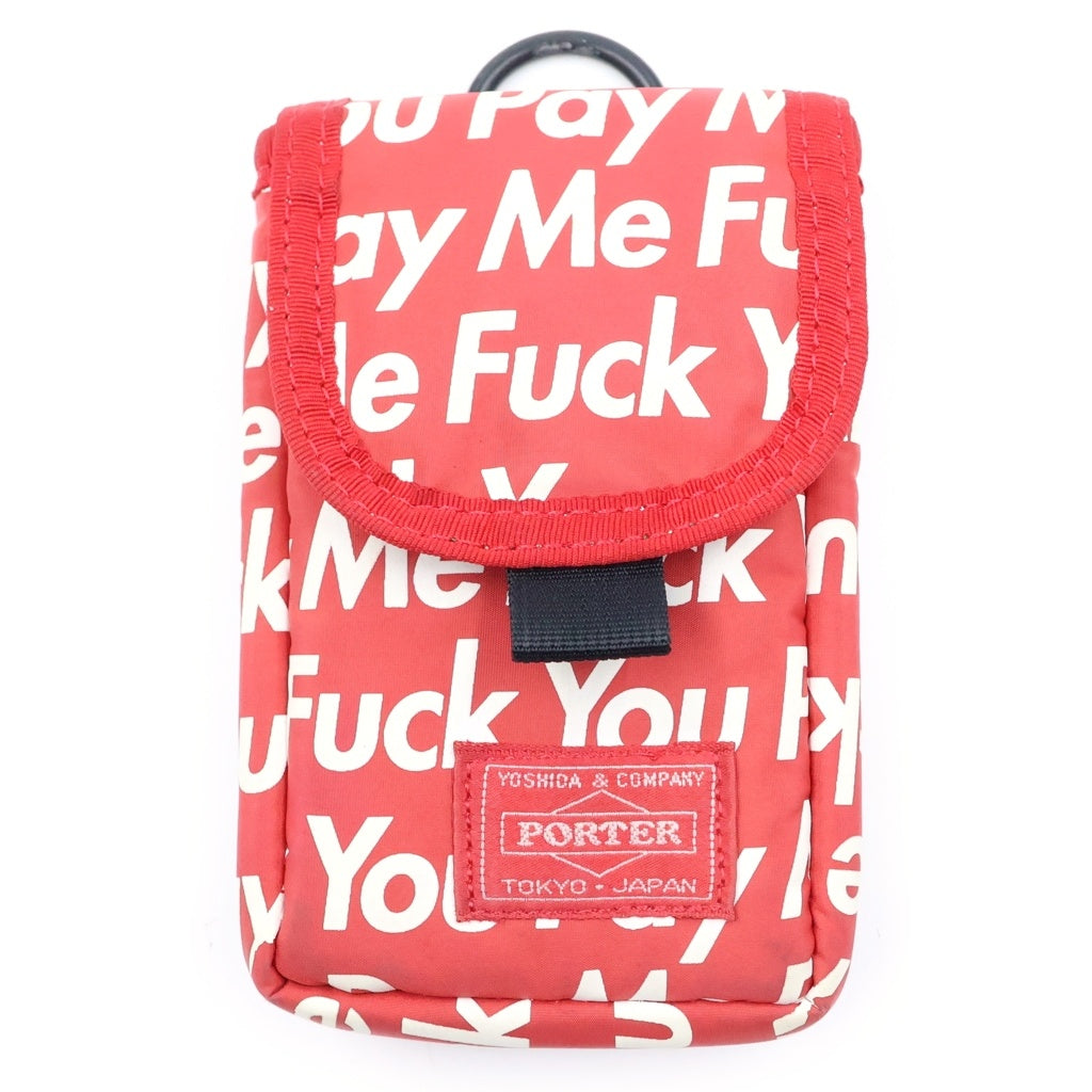 SUPREME(シュプリーム) 12AW×PORTER 'Camera iPhone Case ポーターコラボ ロゴ総柄カメラ ケース フォンポーチ レッド