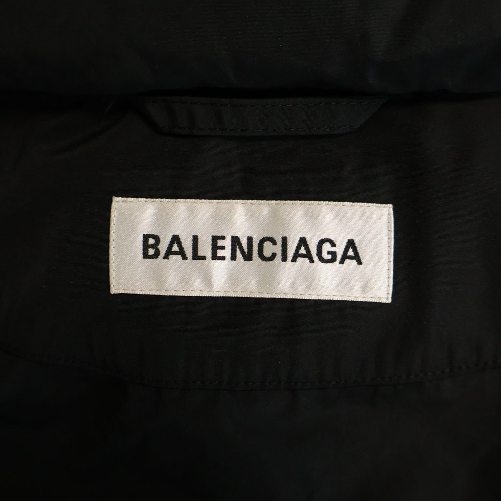 BALENCIAGA(バレンシアガ) 19AW バックロゴ ハイネック ポリエステル×レーヨン ジャケット ウインドブレーカー ブルゾン アウター #36 ブラック 556168 TYD36