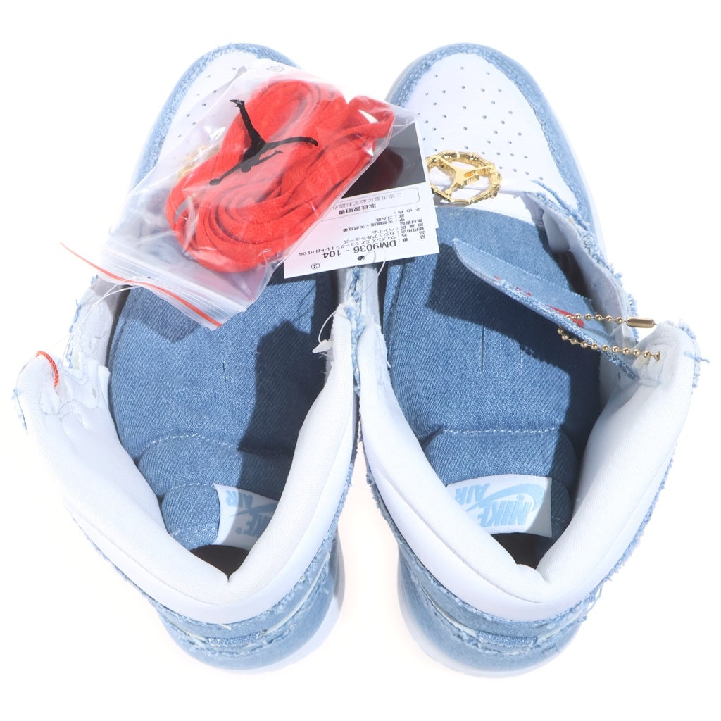 NIKE(ナイキ) Air Jordan High OG Denim エア ジョーダン 1 レトロ ハイ オリジナル デニム ハイカットスニーカー #US8.5/25.5cm ホワイト/ブルー DM9036-104