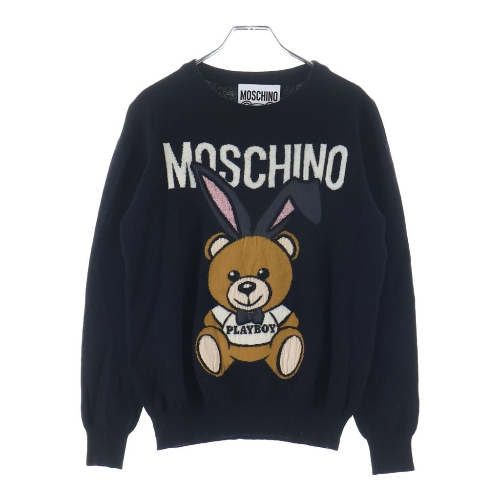 MOSCHINO(モスキーノ) デザインニット PLAYBOY BEAR プレイボーイ ベア ウール 長袖 ニット セーター ブラック レディース