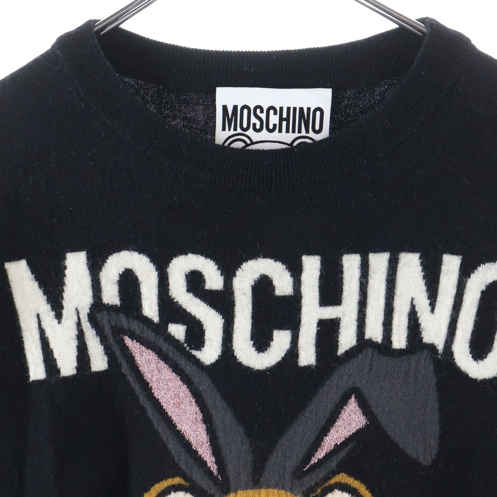 MOSCHINO(モスキーノ) デザインニット PLAYBOY BEAR プレイボーイ ベア ウール 長袖 ニット セーター ブラック レディース