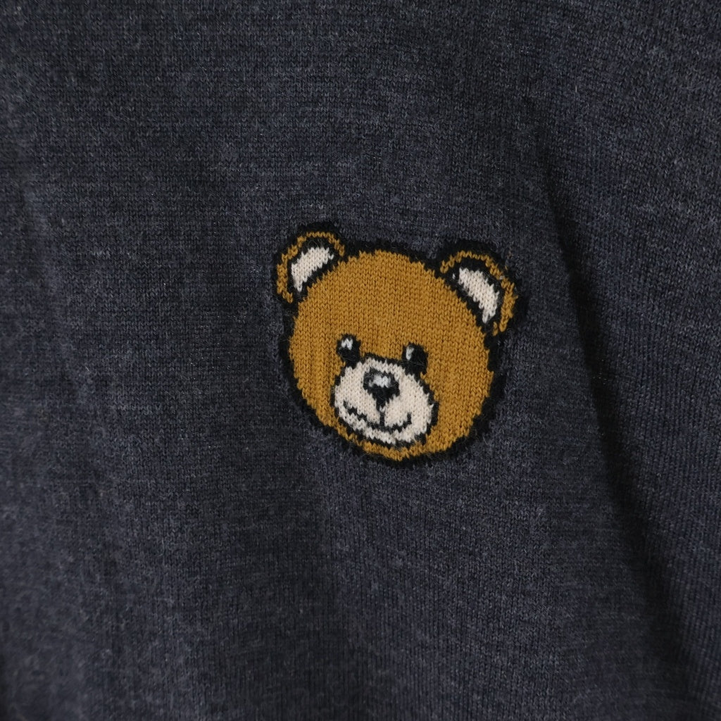 MOSCHINO(モスキーノ) デザインニット ベア ウール 長袖 ニット セーター グレー レディース