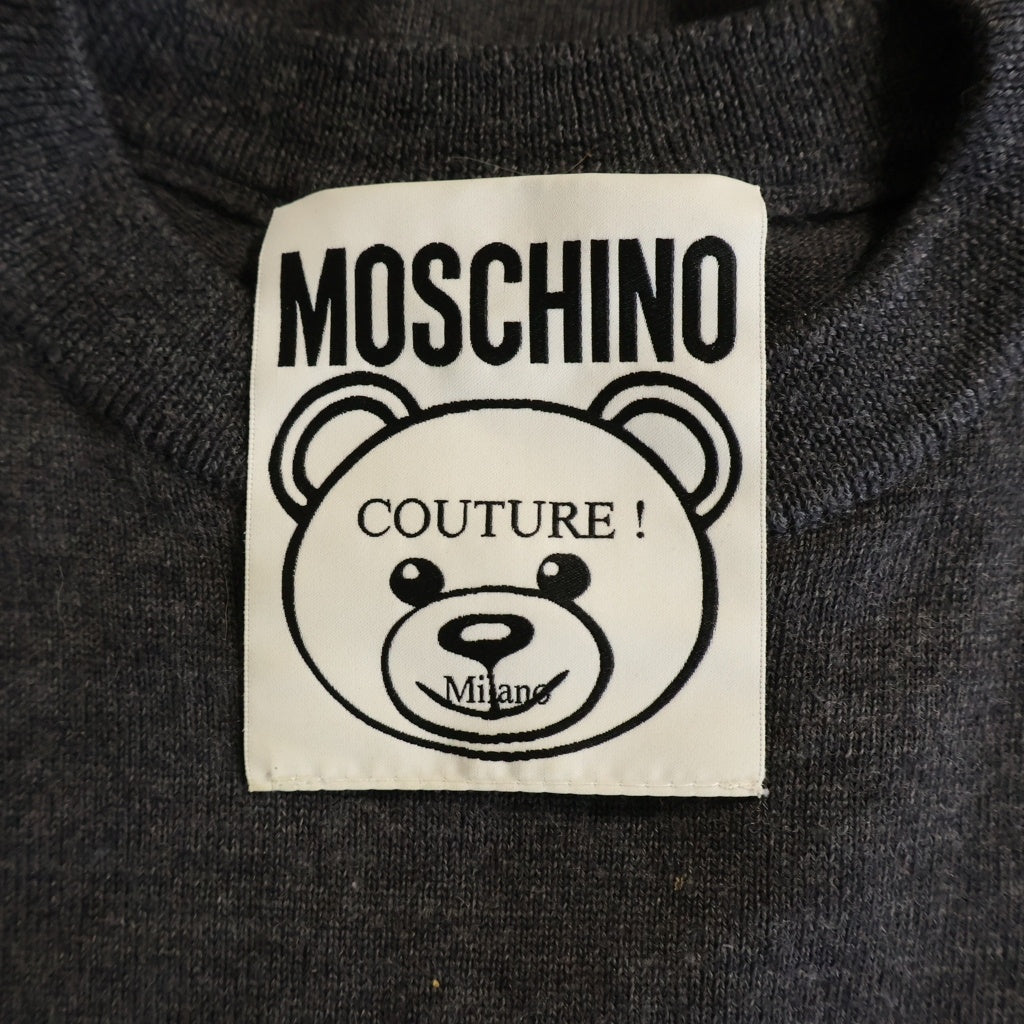 MOSCHINO(モスキーノ) デザインニット ベア ウール 長袖 ニット セーター グレー レディース