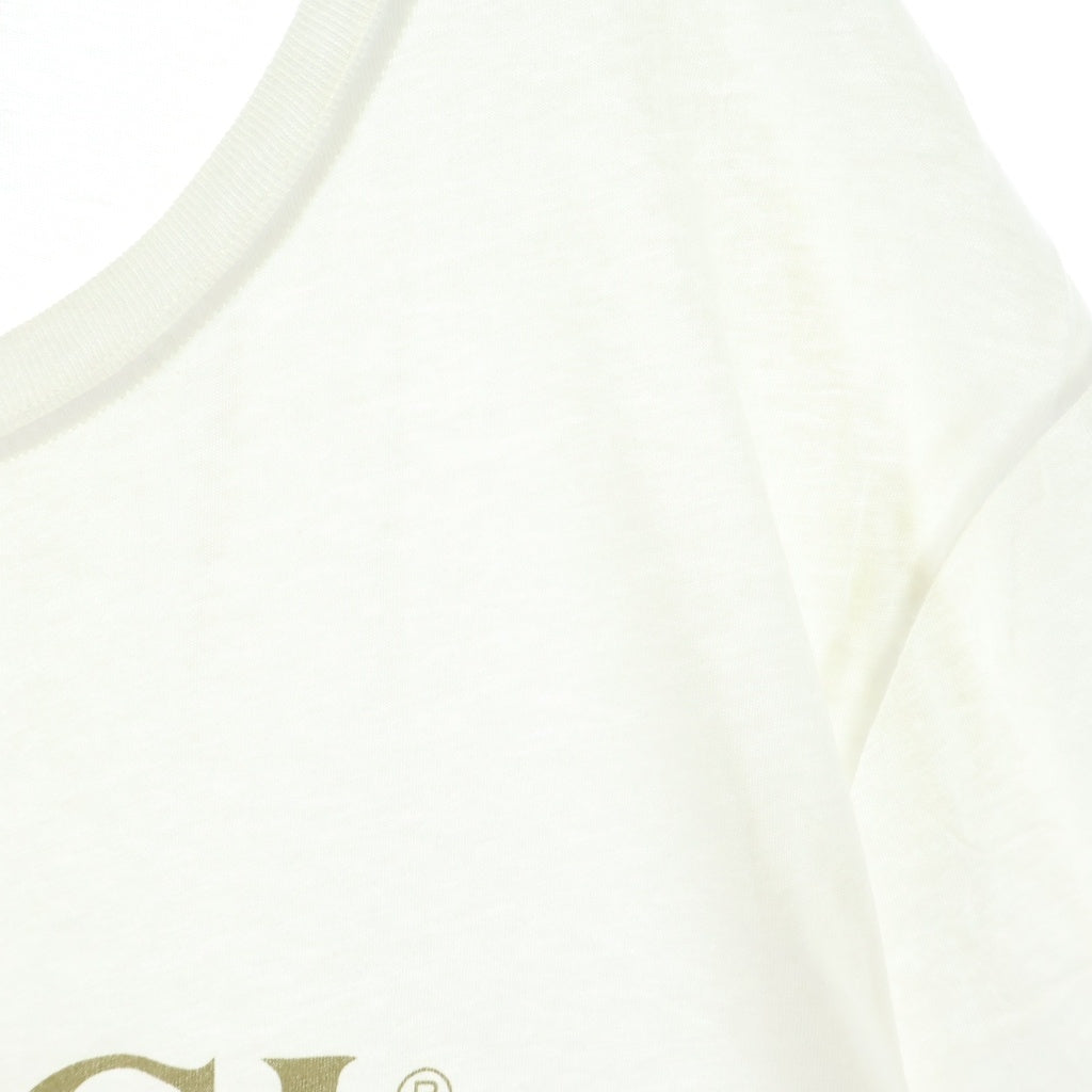 GUCCI(グッチ) ロゴ ウォッシュドプリント コットン ダメージ加工 クルーネック 半袖 Tシャツ カットソー #L ホワイト 440103 X3F05