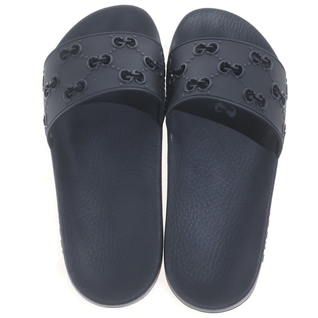 GUCCI(グッチ) GGロゴ ラバー スライドサンダル フラットサンダル #8 ブラック 573922 JDR00
