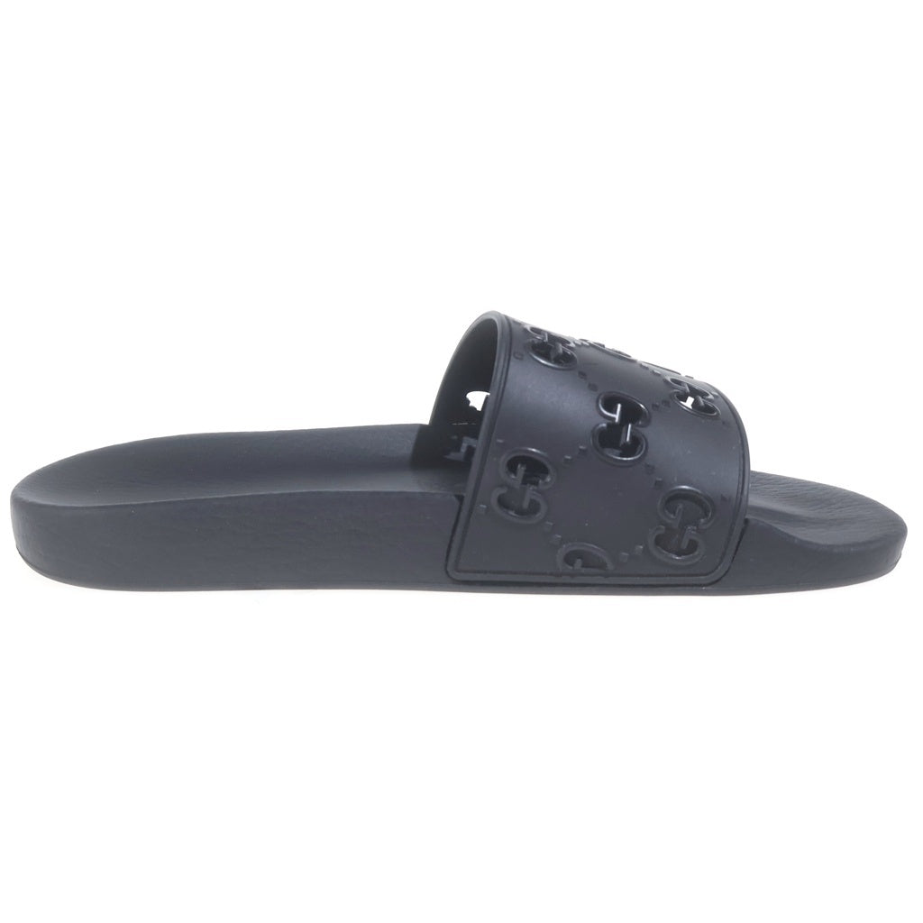 GUCCI(グッチ) GGロゴ ラバー スライドサンダル フラットサンダル #8 ブラック 573922 JDR00
