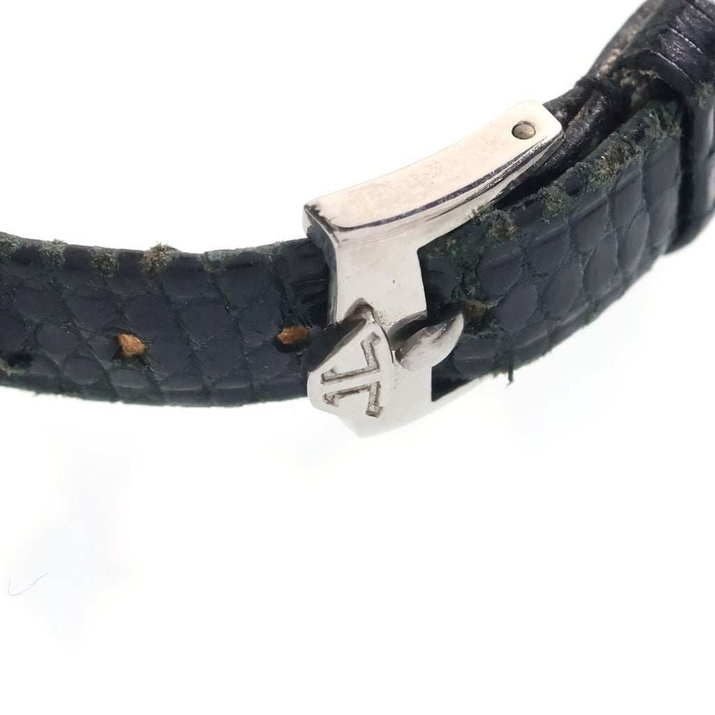 JAEGER-LECOULTRE(ジャガールクルト) 70S VINTAGE エトリエ ヴィンテージ 青文字盤 ステンレス 手巻き レザーベルト 腕時計 シルバー/ブラック