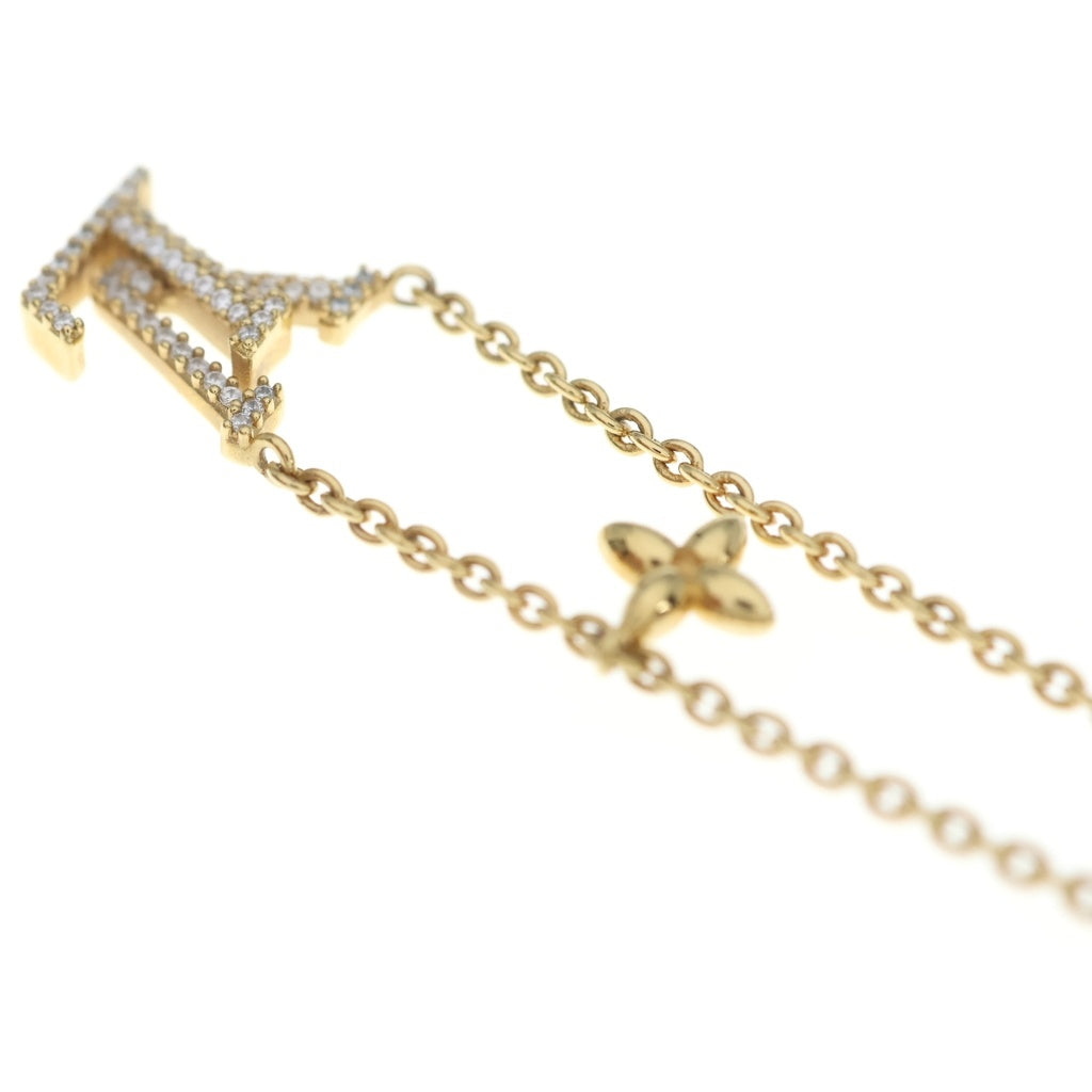 LOUIS VUITTON(ルイヴィトン) コリエ LV ラインストーン ネックレス ペンダント チェーン ゴールド GP M00596 レディース