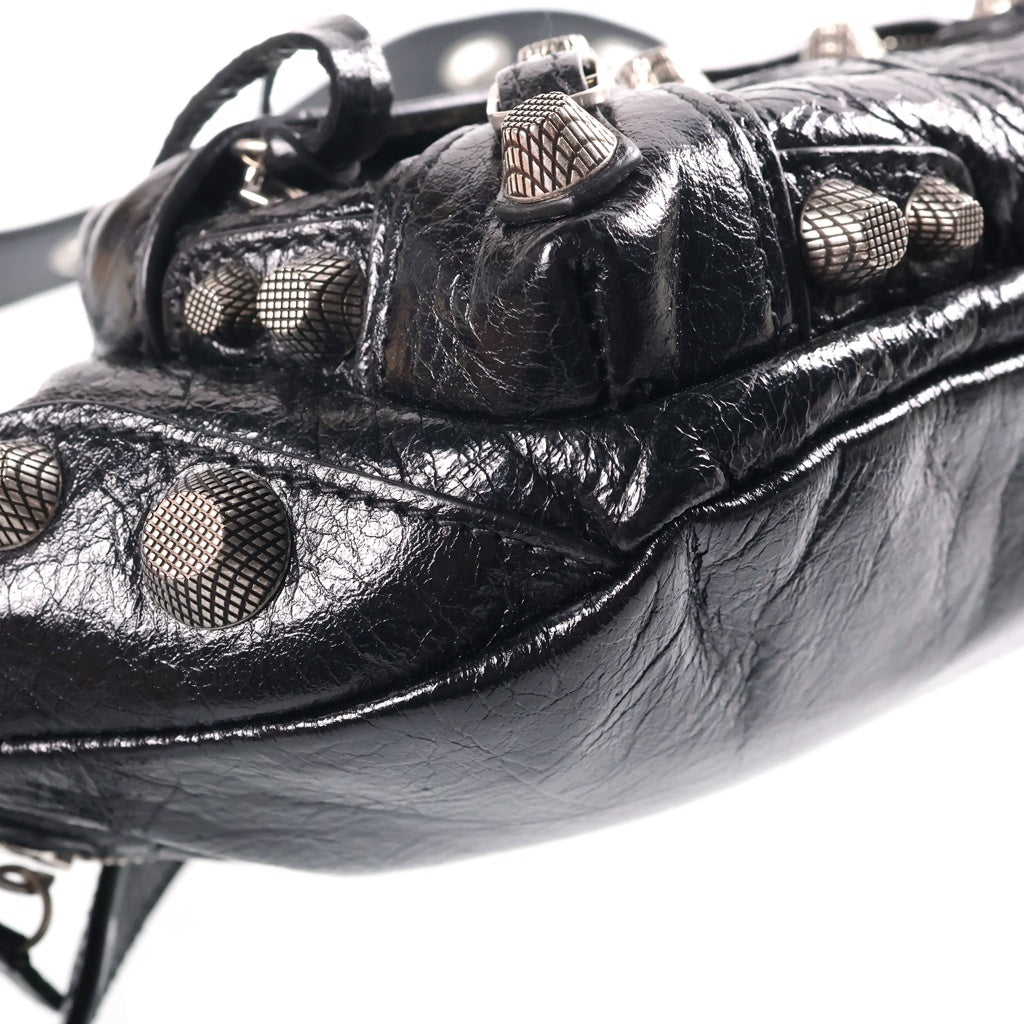 BALENCIAGA(バレンシアガ) ルカゴール ボディバッグ ショルダーバッグ ブラック レザー 742013 シルバー金具 レディース