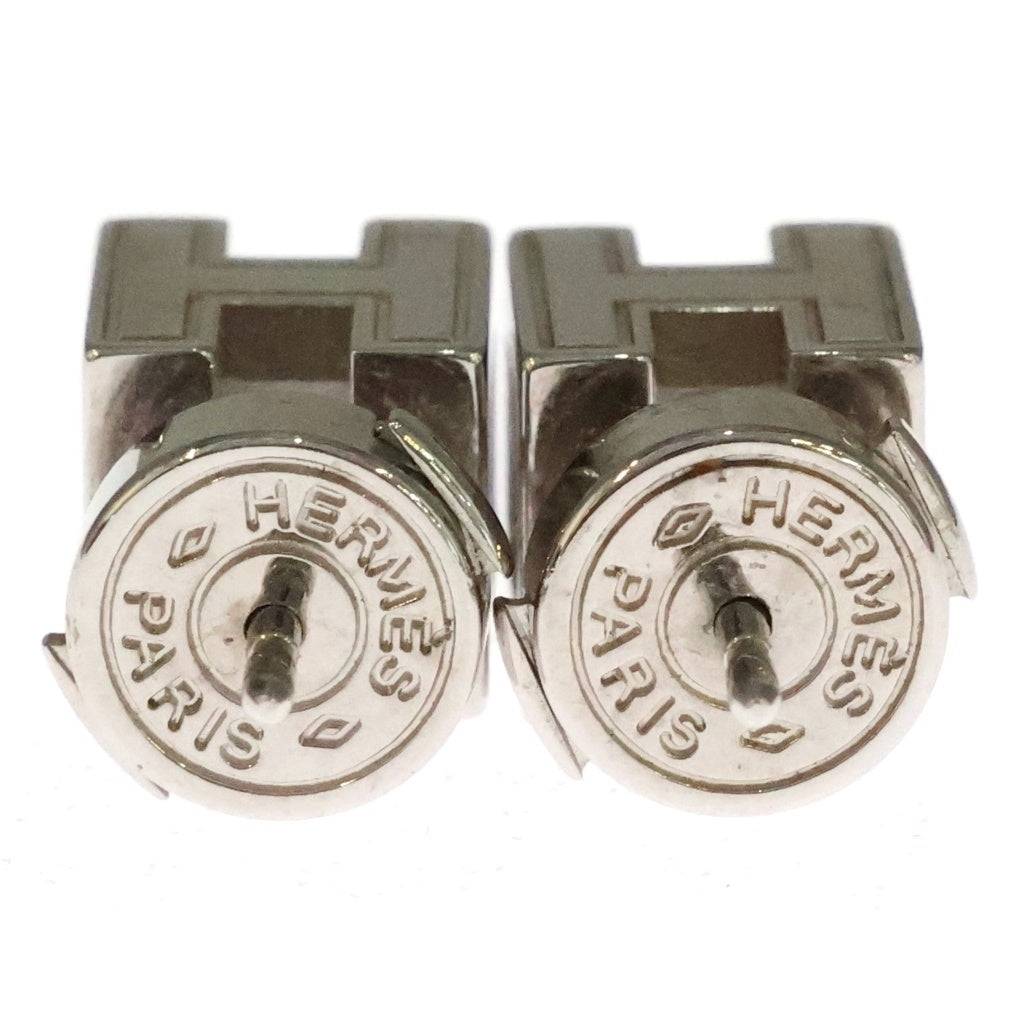 HERMES(エルメス) Hキューブ ピアス シルバー×レッド レディース