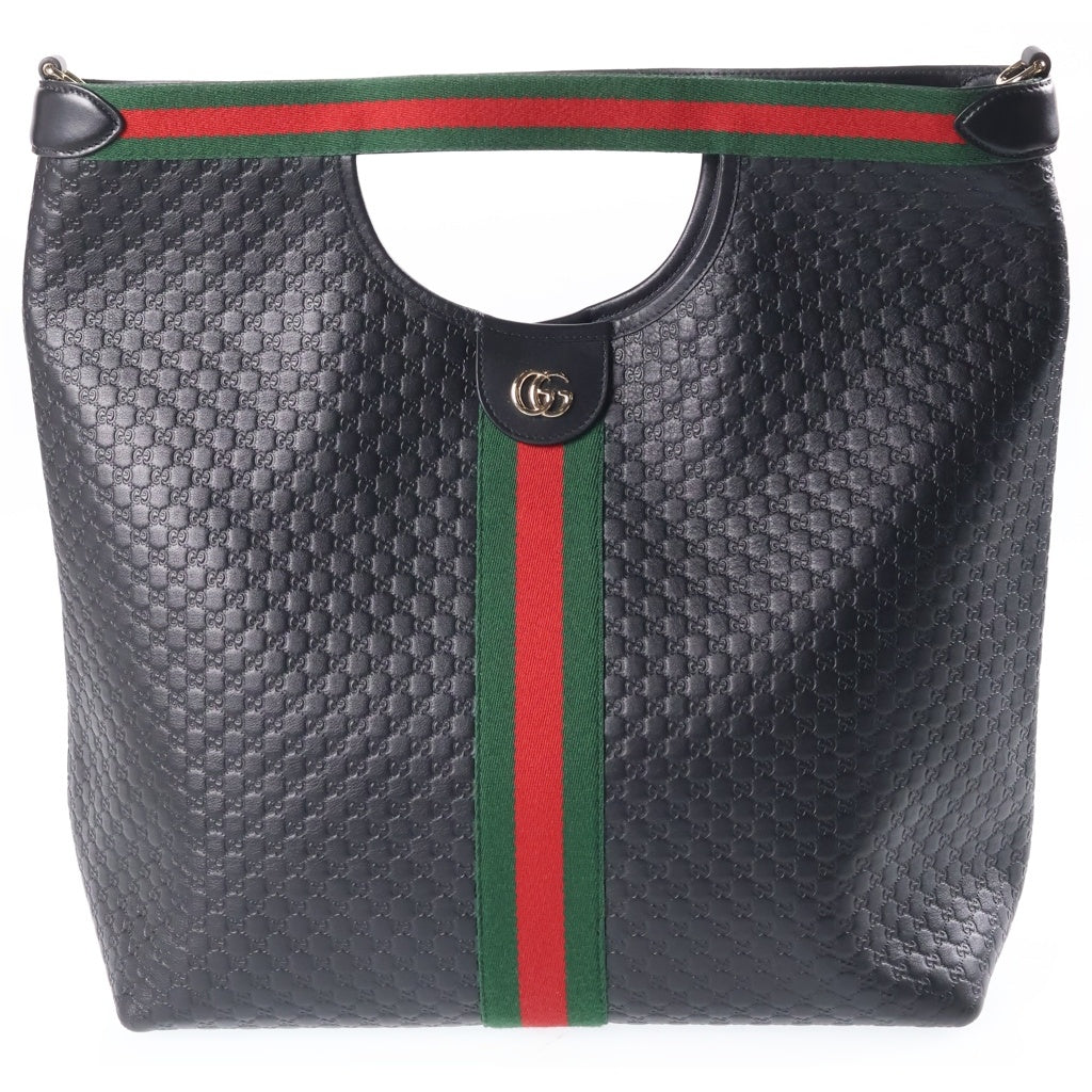 GUCCI(グッチ) オフィディア トートバッグ GGエンボス ショルダーバッグ ブラック レザー 865452 ゴールド金具