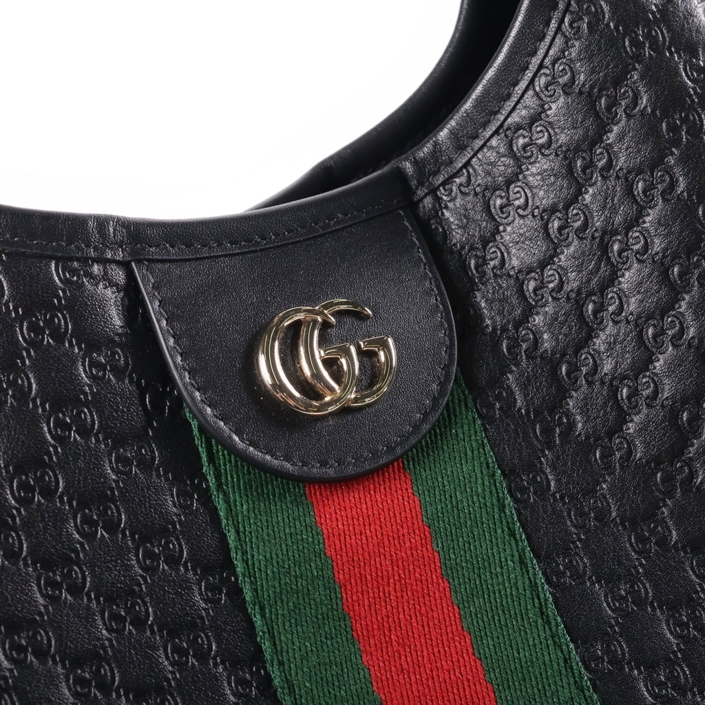 GUCCI(グッチ) オフィディア トートバッグ GGエンボス ショルダーバッグ ブラック レザー 865452 ゴールド金具