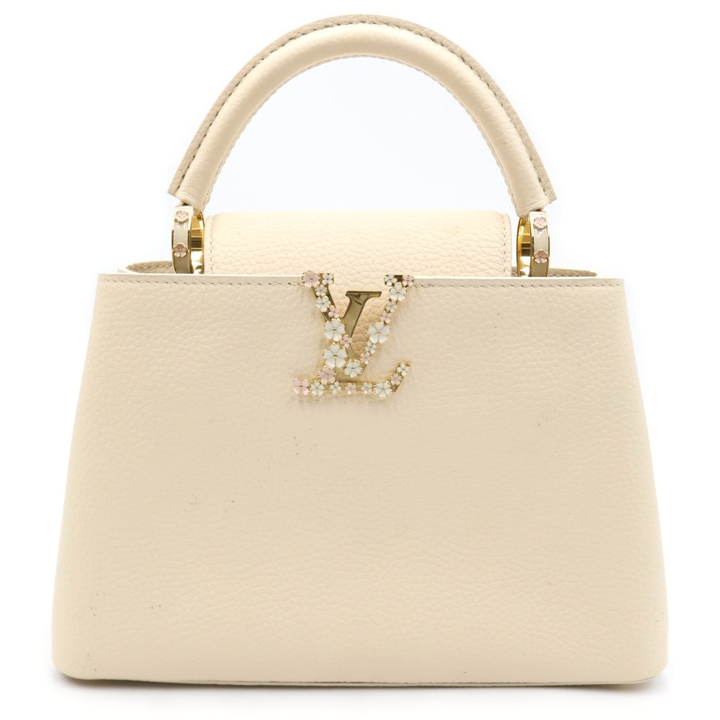 LOUIS VUITTON(ルイヴィトン) カプシーヌBB フラワーロゴ 2WAYハンドバッグ ショルダーバッグ ライトピンク レザー ゴールド金具 レディース