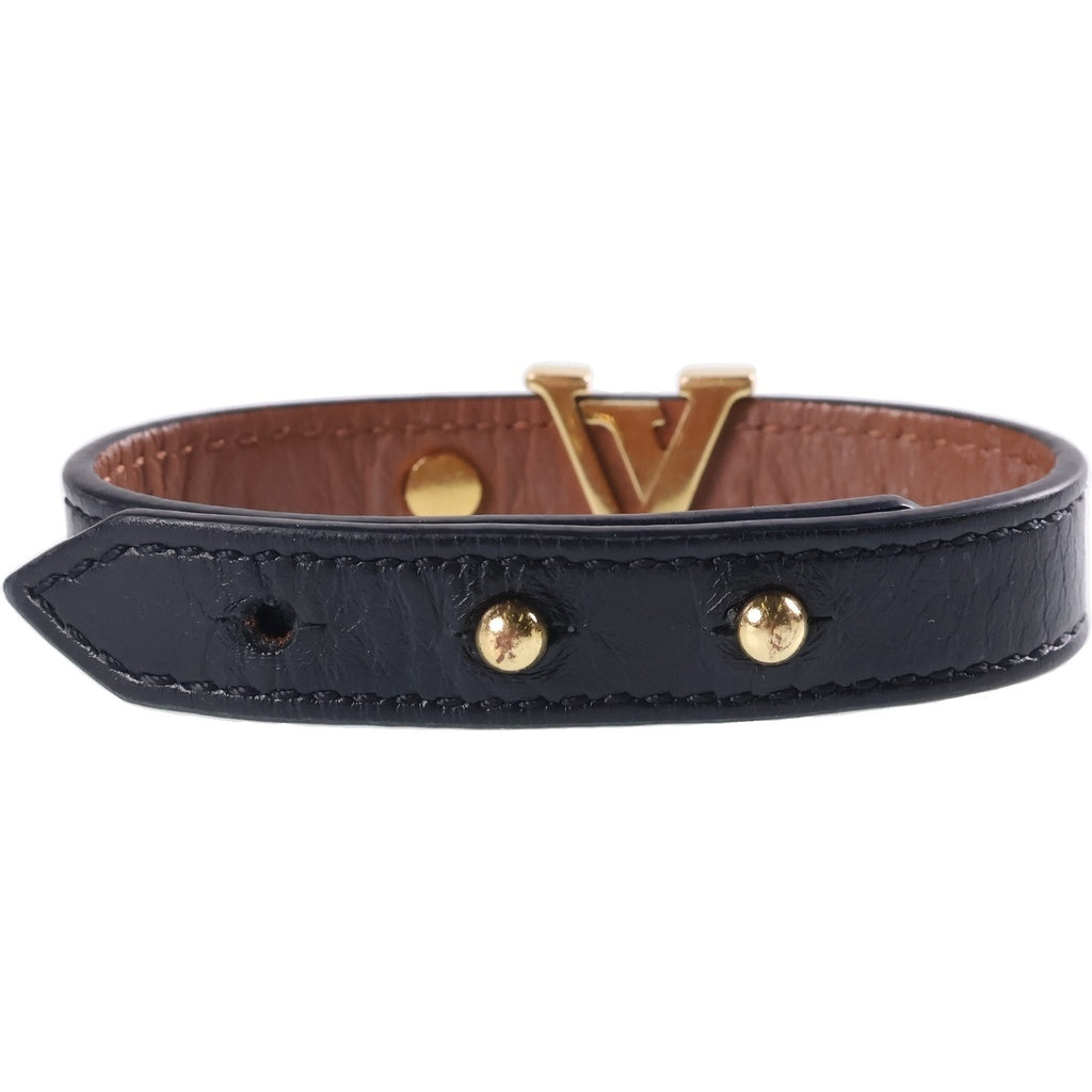 LOUIS VUITTON(ルイヴィトン) モノグラム LVアイコニック ブレスレット バングル レザー×メタル ブラック×ゴールド M8085F レディース