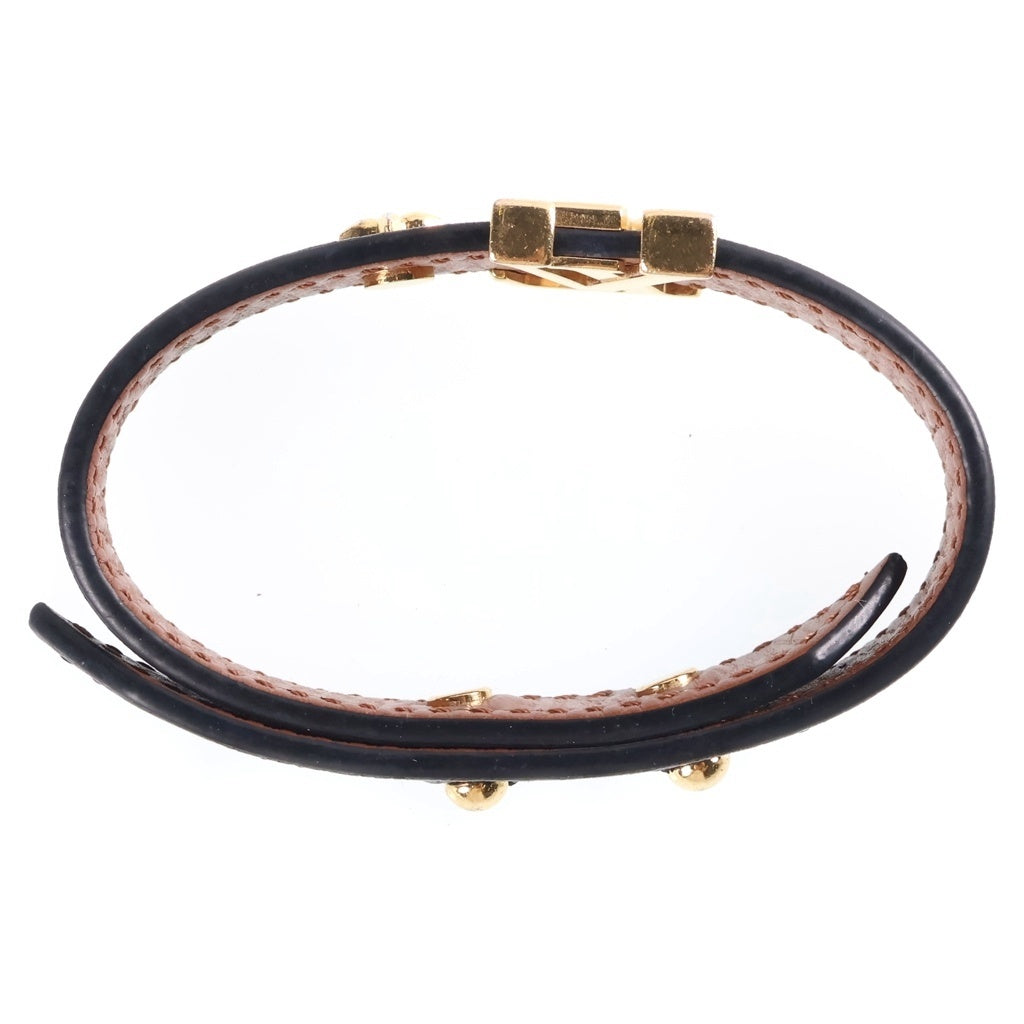 LOUIS VUITTON(ルイヴィトン) モノグラム LVアイコニック ブレスレット バングル レザー×メタル ブラック×ゴールド M8085F レディース