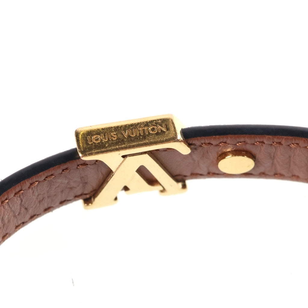 LOUIS VUITTON(ルイヴィトン) モノグラム LVアイコニック ブレスレット バングル レザー×メタル ブラック×ゴールド M8085F レディース