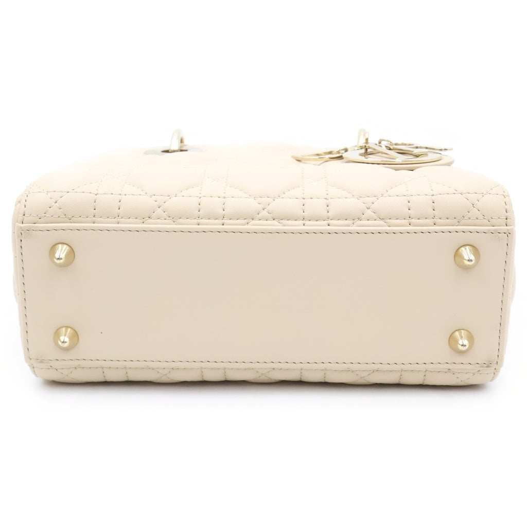 DIOR(ディオール) マイレディディオール ハンドバッグ ショルダーバッグ 2WAY カナージュ ベージュ ラムスキン ゴールド金具 レディース