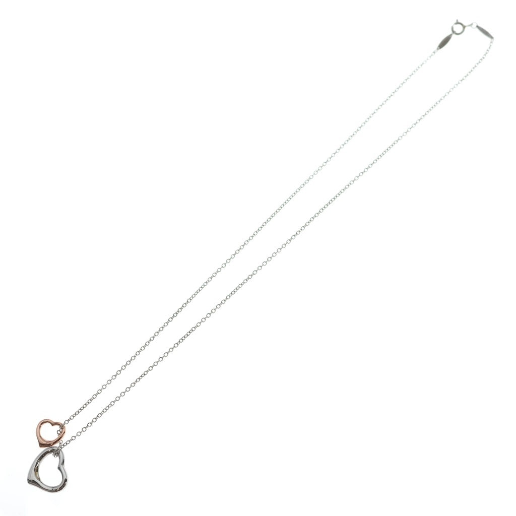 TIFFANY & Co.(ティファニー) ダブルオープンハート エルサペレッティ コンビ ネックレス Ag925/K18PG シルバー/ピンクゴールド レディース