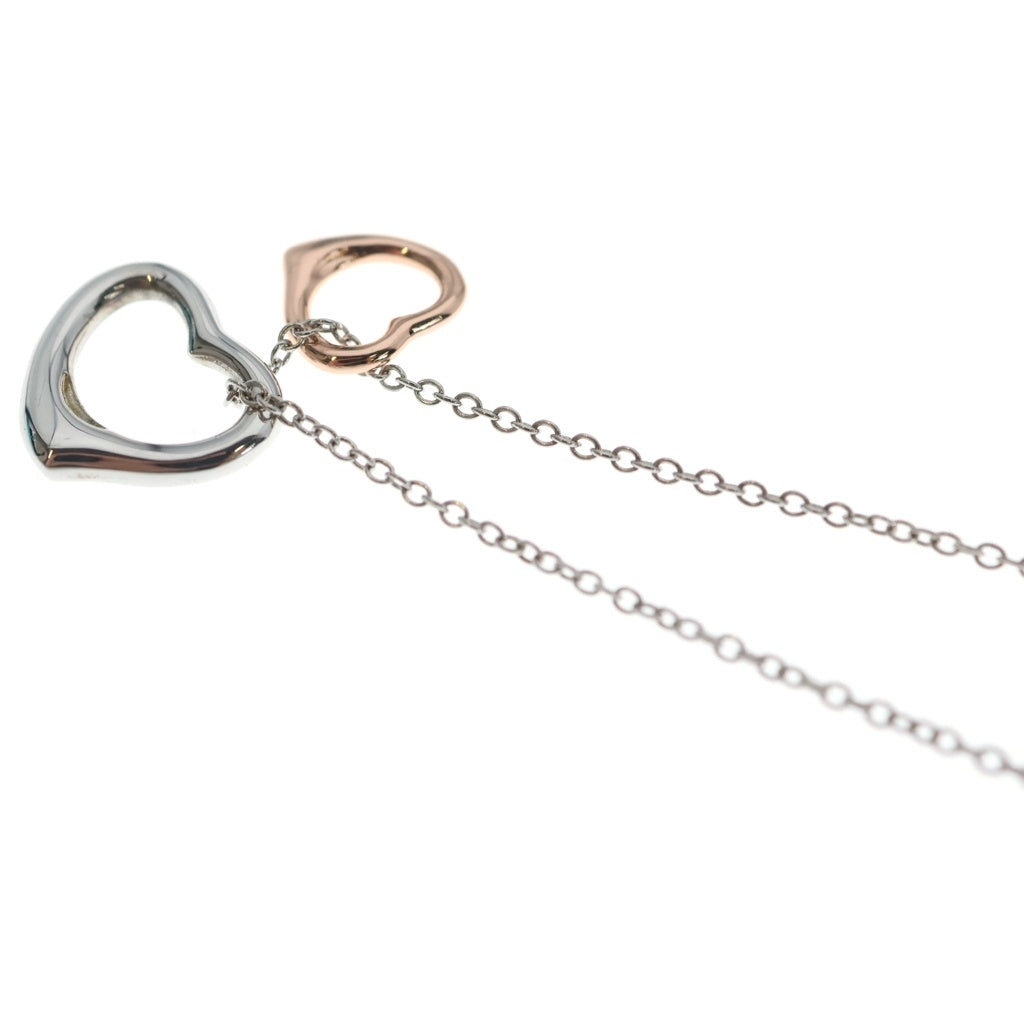 TIFFANY & Co.(ティファニー) ダブルオープンハート エルサペレッティ コンビ ネックレス Ag925/K18PG シルバー/ピンクゴールド レディース