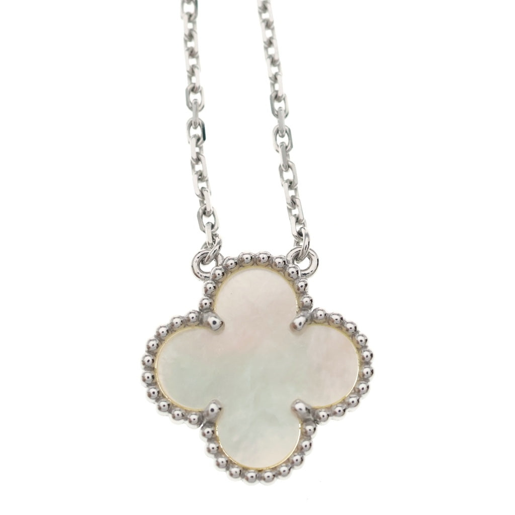 Van Cleef & Arpels(ヴァンクリーフアンドアーペル) ヴィンテージアルハンブラ マザーオブパール ネックレス K18WG ホワイトゴールド VCARF48700 レディース
