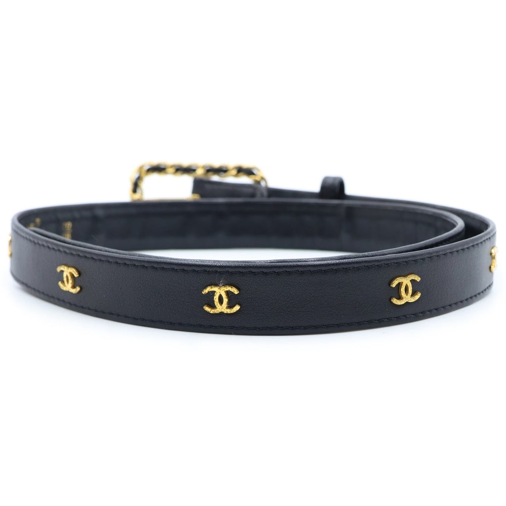 CHANEL(シャネル) ココマーク チェーン バックル ベルト ゴールド金具 ブラック 96P レディース