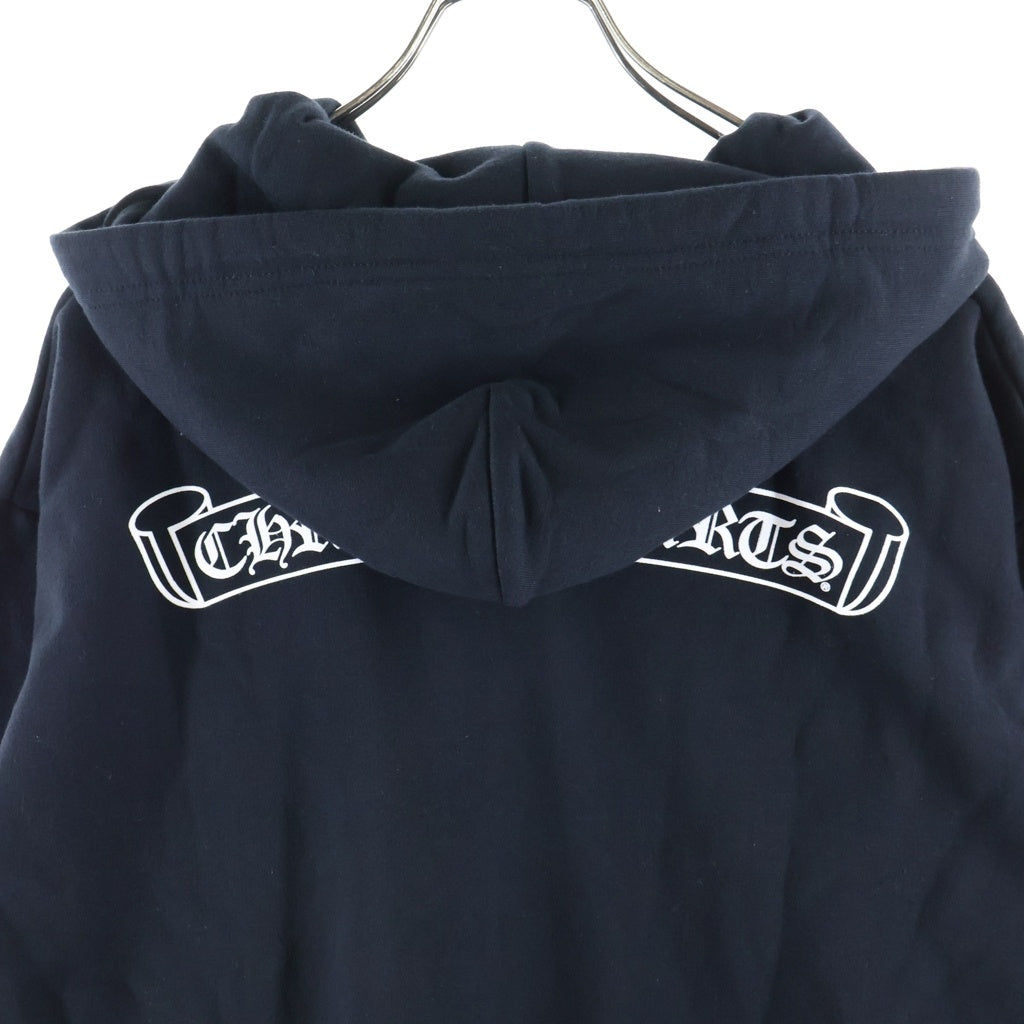 CHROME HEARTS(クロムハーツ) SWTSHRT HD PLVR バックスクロールラベル袖英字プリント プルオーバーパーカー ブラック