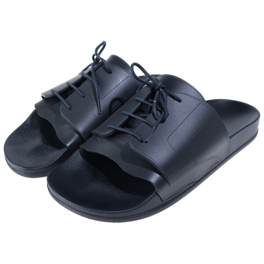 Maison Margiela(メゾンマルジェラ) POOL SLIDES プールスライド レザー レースアップ サンダル フラットシューズ #37 ブラック S58WX0100 レディース