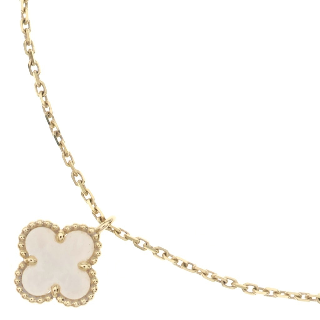 Van Cleef & Arpels(ヴァンクリーフアンドアーペル) スイートアルハンブラ マザーオブパール ネックレス ペンダント チェーン イエローゴールド×ホワイト Au750YG VCARF69100 レディース