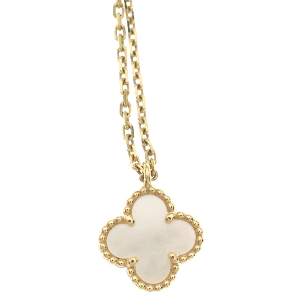 Van Cleef & Arpels(ヴァンクリーフアンドアーペル) スイートアルハンブラ マザーオブパール ネックレス ペンダント チェーン イエローゴールド×ホワイト Au750YG VCARF69100 レディース