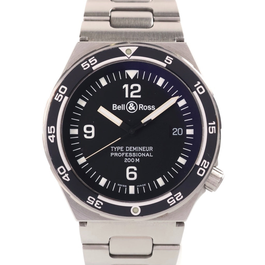 BELL & ROSS(ベルアンドロス) タイプデミナー デイト プロフェッショナル DEMINEUR-B 黒文字盤 ステンレス 420S0015