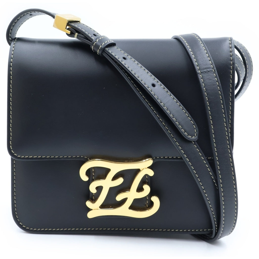 FENDI(フェンディ) カーリグラフィ ショルダーバッグ ブラック レザー 8BT317 レディース