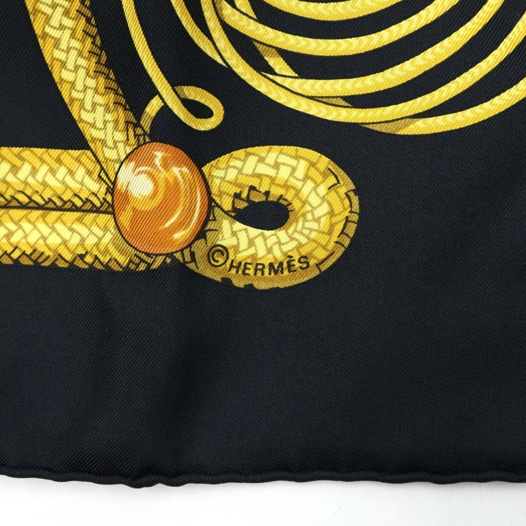 HERMES(エルメス) カレ90 ブランデンブルク飾り シルクスカーフ ブラック レディース