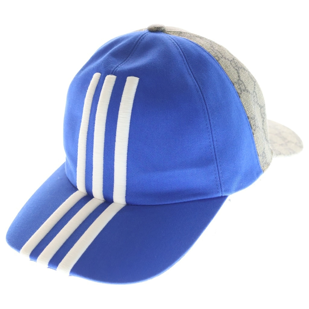 GUCCI(グッチ) GUCCI×adidas グッチ×アディダス GGスプリーム ダブルバイザーキャップ ブルー×ベージュ #M 719406 レディース