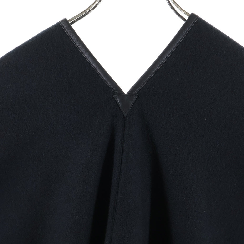 HERMES(エルメス) ケリーバックル ポンチョ ブラック カシミア×レザー レディース