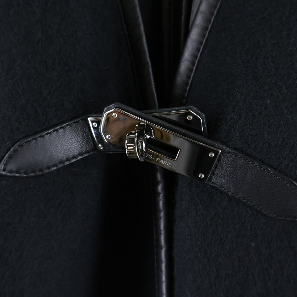 HERMES(エルメス) ケリーバックル ポンチョ ブラック カシミア×レザー レディース