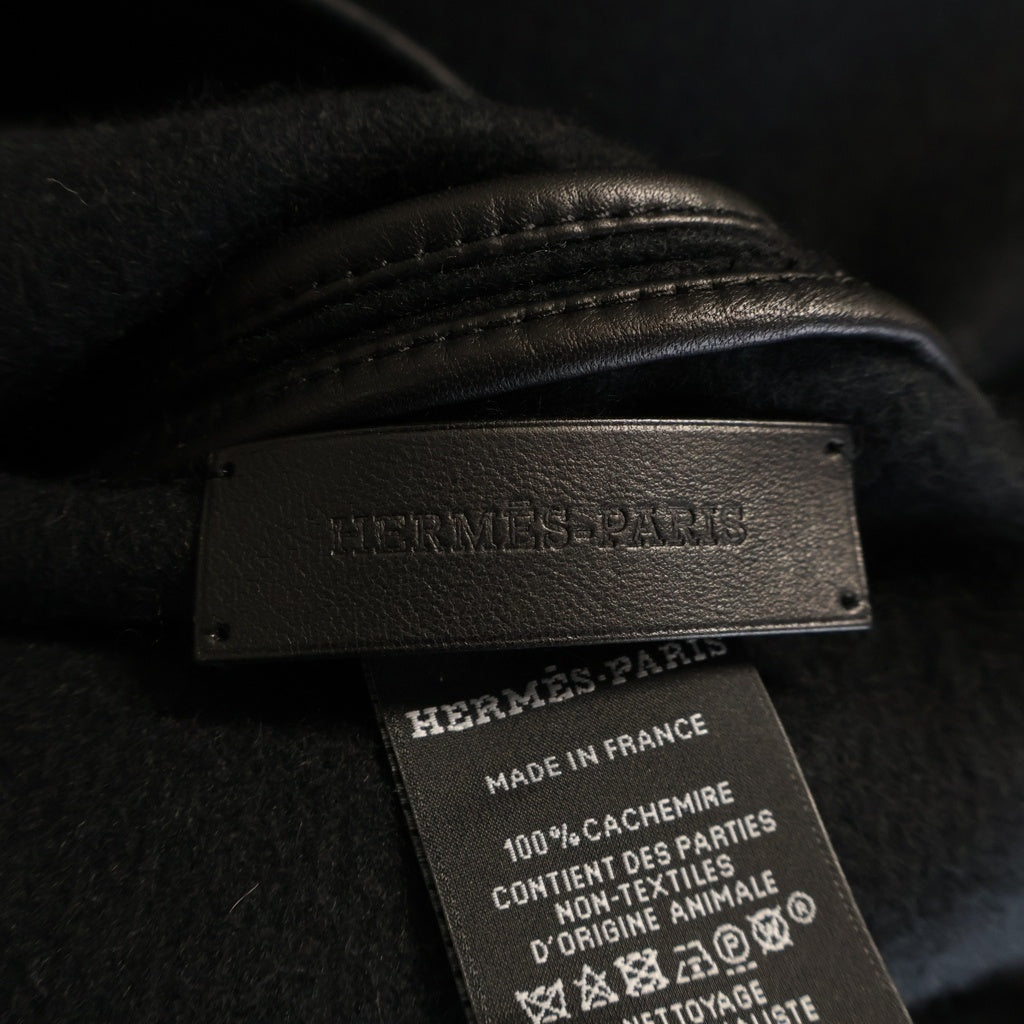 HERMES(エルメス) ケリーバックル ポンチョ ブラック カシミア×レザー レディース