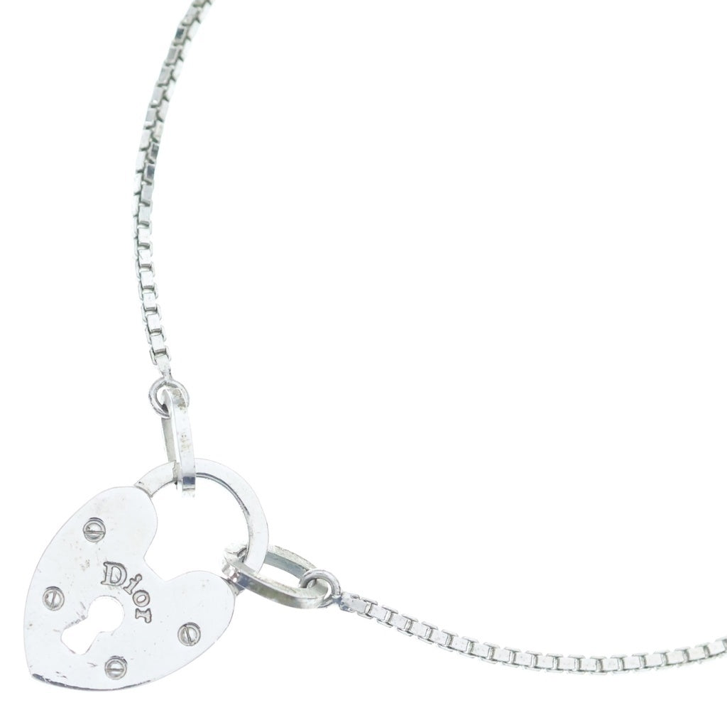 Christian Dior(クリスチャンディオール) ハート南京錠 パドロック ネックレス ペンダント チェーン シルバー