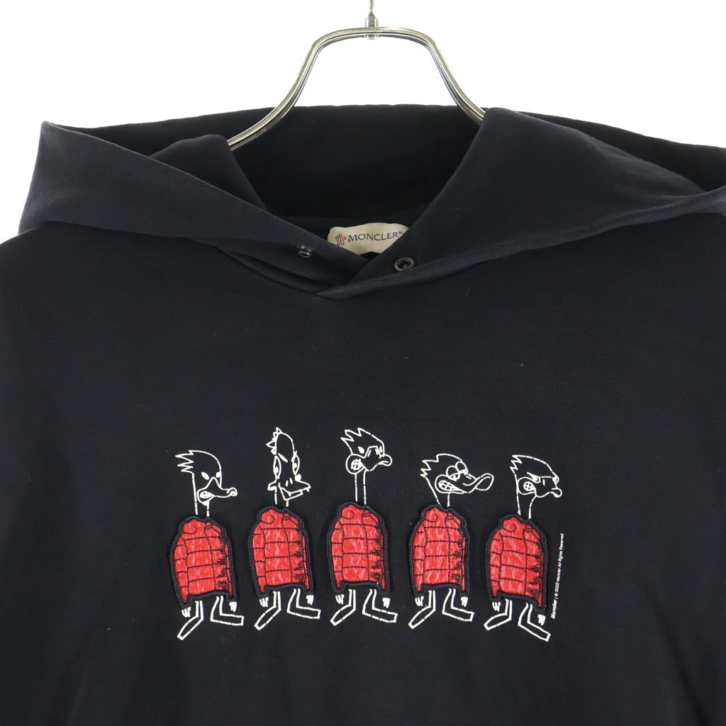 MONCLER(モンクレール) 22AW ダックプリント ワッペン付 フーディー プルオーバーパーカー ブラック H20918G00038